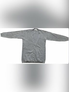 White Wheeler & Martha S Gray Cardigan Sweater Lambswool Angora Blend Vintage